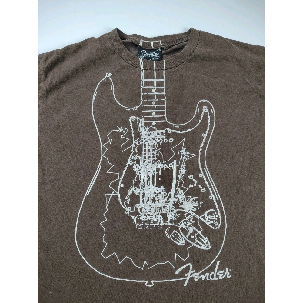 FENDER Guitar TShirt Men’s L Collection Da Vinci Brown USA Vintage